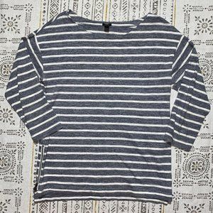 J. Crew Striped Side Zip 3/4 Sleeve Top Size XS